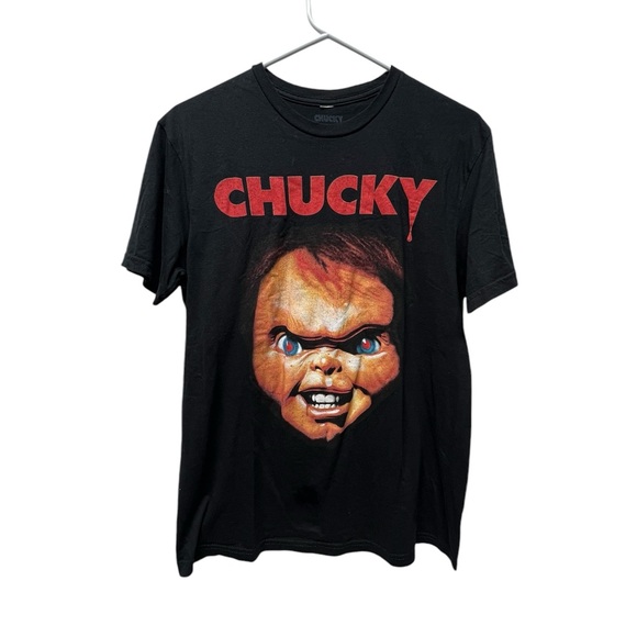 Chucky unisex Black Graphic Tee Halloween T-Shirt medium - Picture 1 of 5